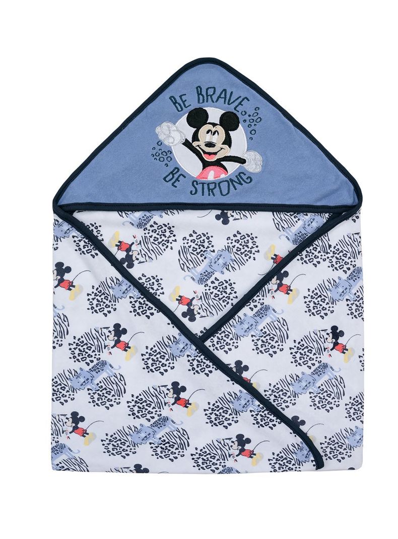 Toalla Capucha Bambino  Mickey Animal Print Blanco-0
