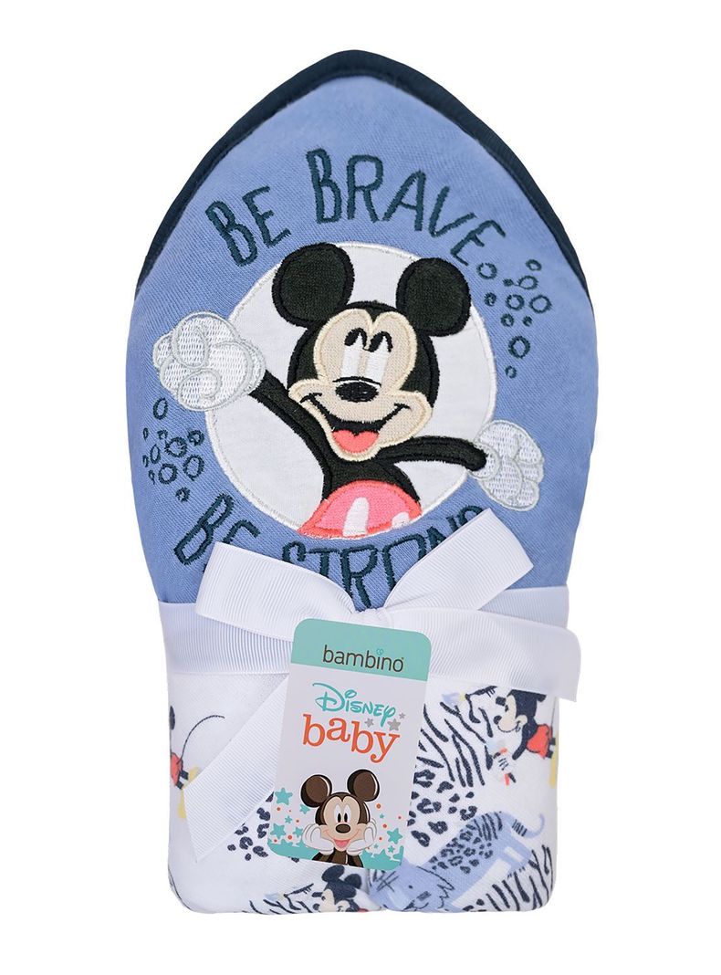 Toalla Capucha Bambino  Mickey Animal Print Blanco-1
