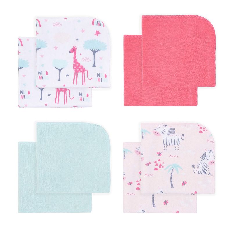 Set 8 Toallitas De Limpieza Fucsia Animales Niña