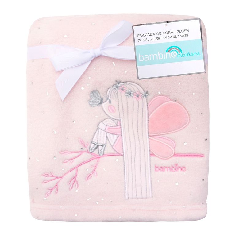 Frazada De Coral Plush Rosado Hada Niña-0