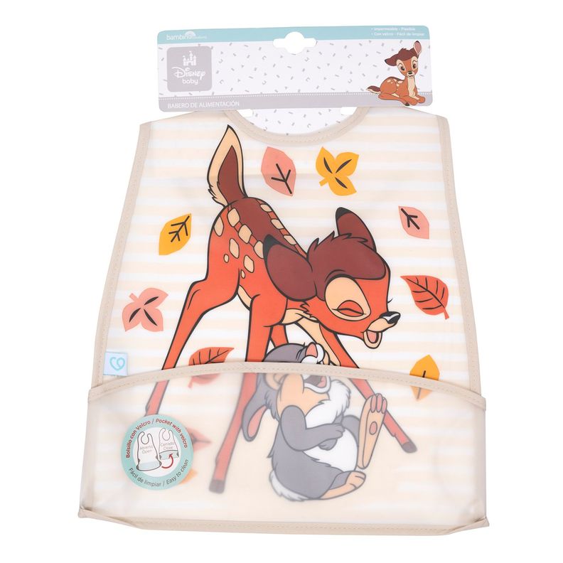 Babero De Alimentacion Beige Bambi Unisex Con Lineas-0
