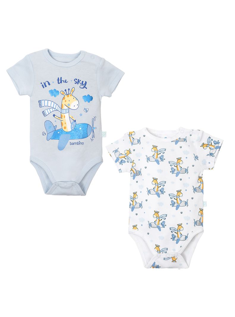 Set 2 Body Manga Corta Celeste Jirafa Niño 6-9M-0