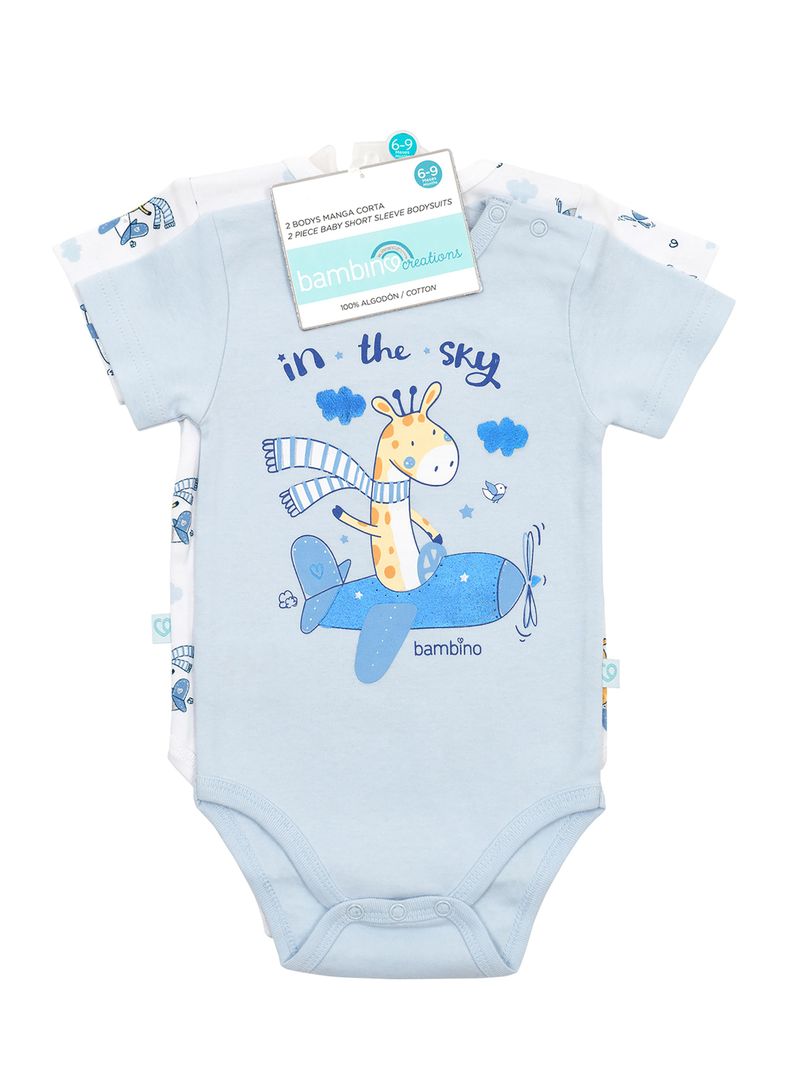 Set 2 Body Manga Corta Celeste Jirafa Niño 6-9M-1