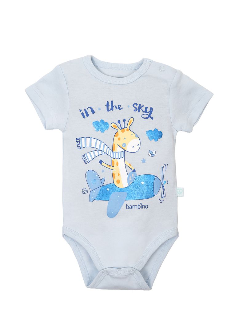 Set 2 Body Manga Corta Celeste Jirafa Niño 6-9M-2