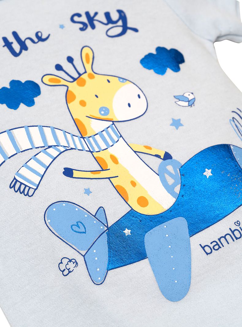 Set 2 Body Manga Corta Celeste Jirafa Niño 6-9M-4