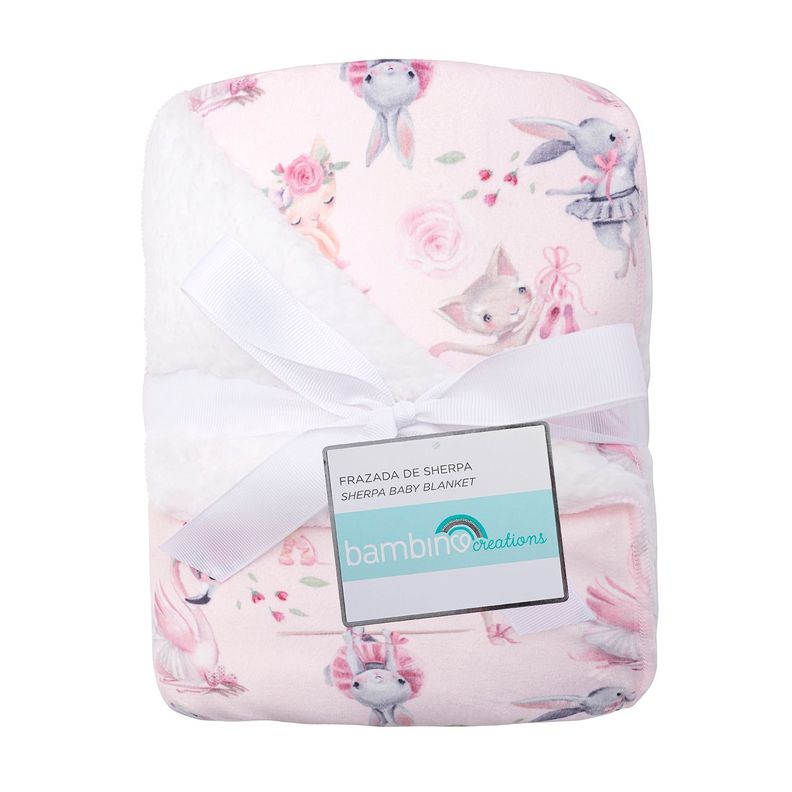 Frazada De Sherpa Rosado Bailarinas Niña-0