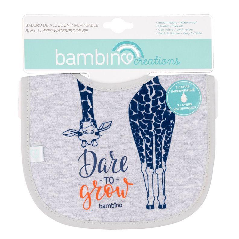 Babero De Algodón Impermeable Gris Jirafa Niño-0