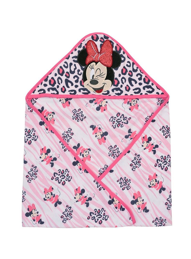 Toalla Capucha Bambino  Minnie Animal Print Fucsia-0