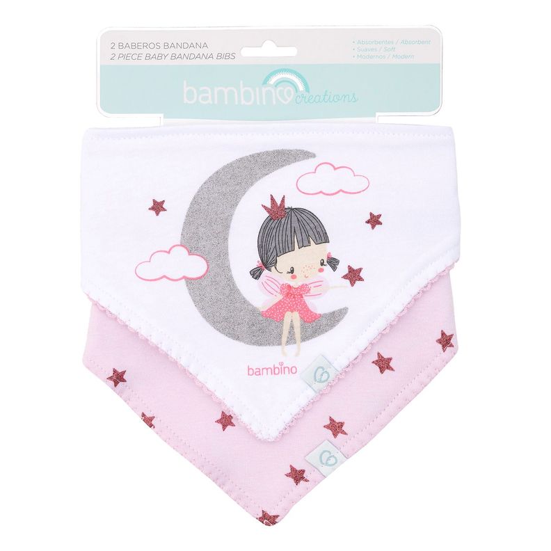 Set 2 Babero Bandana Gris Niña Luna-3