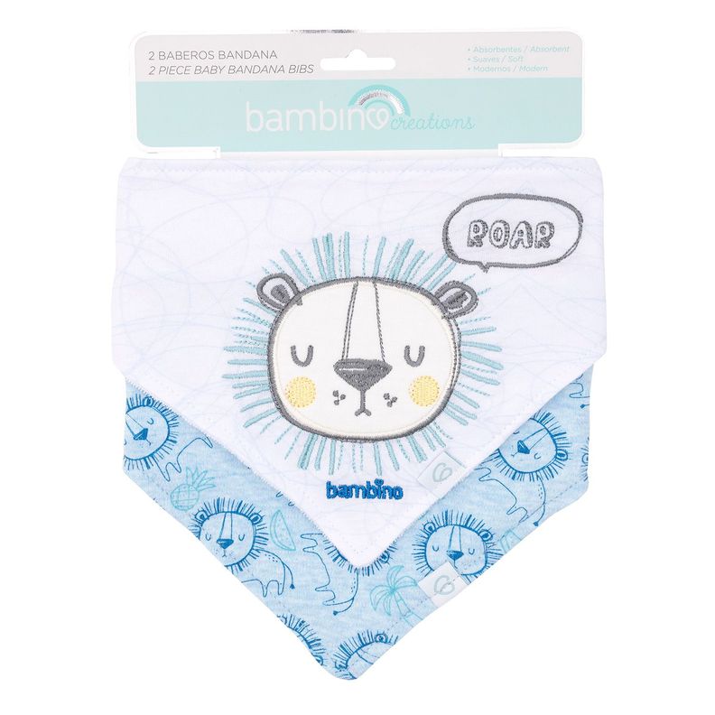 Set 2 Babero Bandana Blanco Leon Niño-0