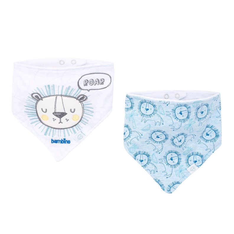 Set 2 Babero Bandana Blanco Leon Niño-1