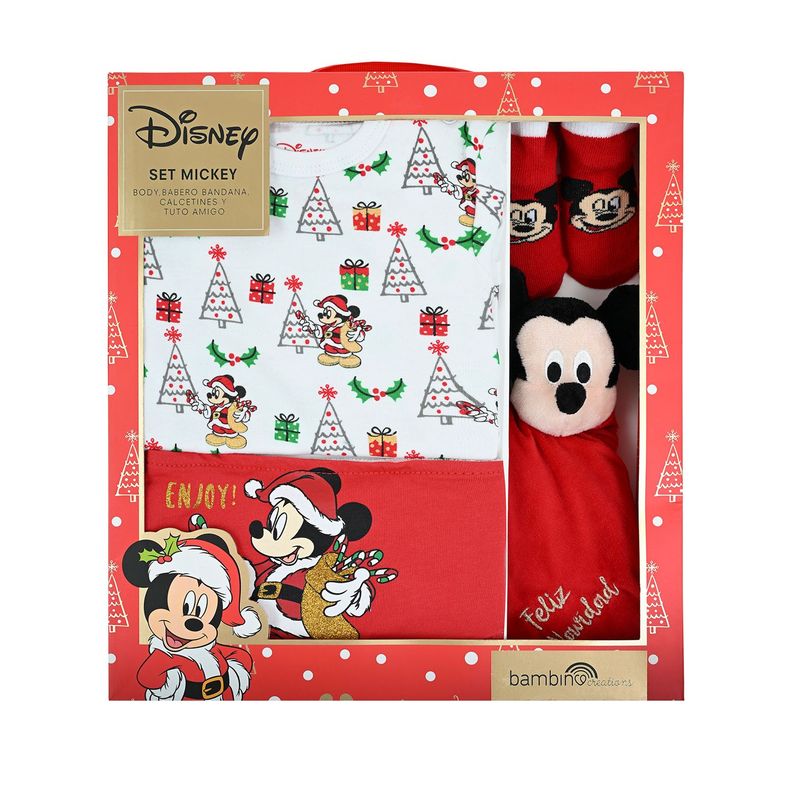 Set 4 Piezas Navidad Mickey Dulces Nino 9-12M Rojo 9-12 meses