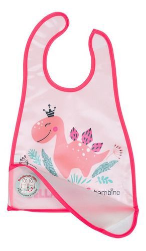 Babero De Alimentacion Bambino  Dinosaurio Rosado-2