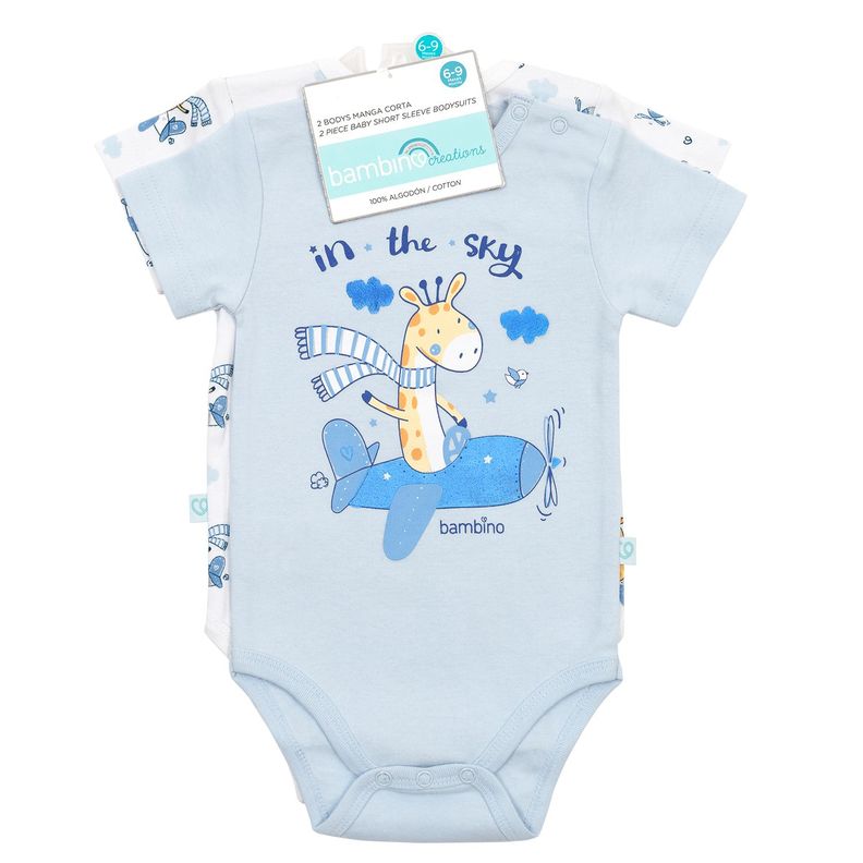 Set 2 Body Manga Corta Celeste Jirafa Niño 3-6M-0