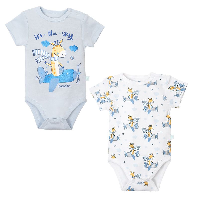 Set 2 Body Manga Corta Celeste Jirafa Niño 3-6M-1