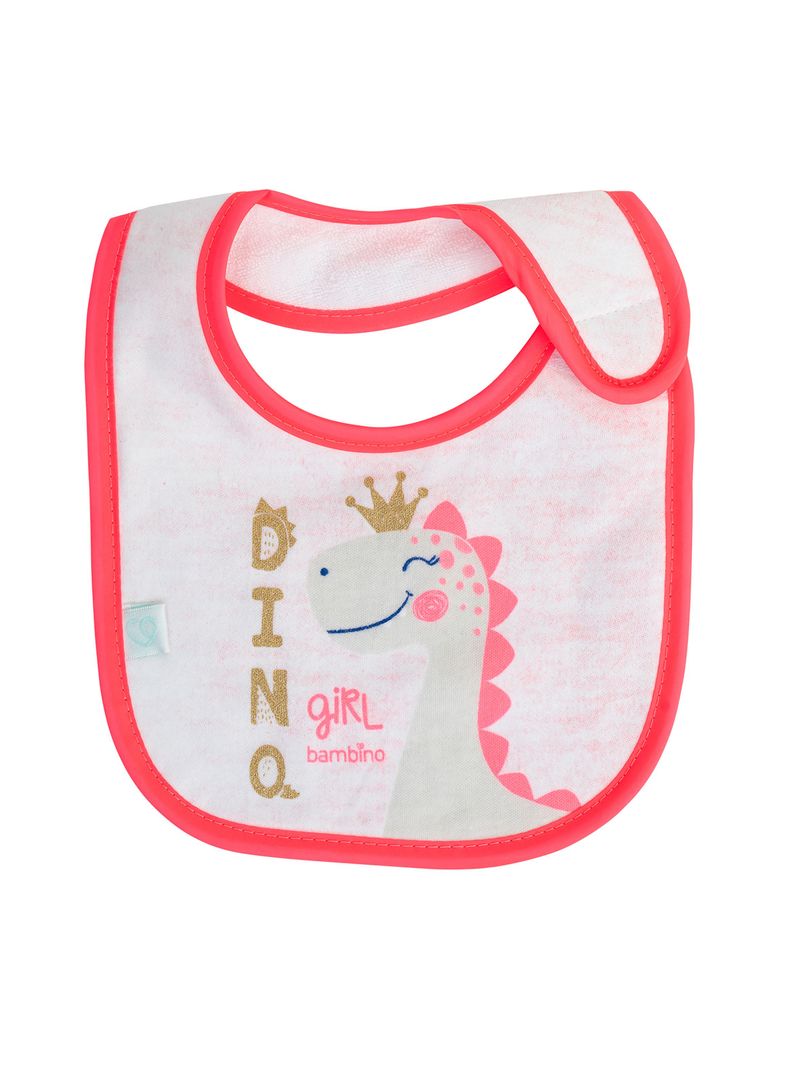 Babero De Algodón Impermeable Bambino  Dino Fucsia-0