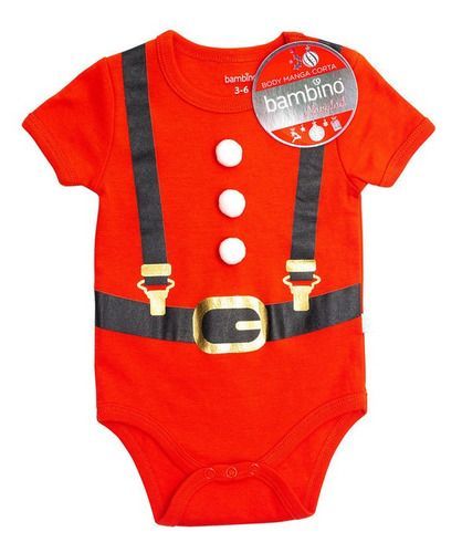 Body Manga Corta 100% Algodón Navidad Viejo Pascuero Rojo-2