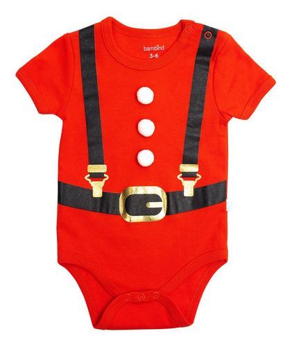 Body Manga Corta 100% Algodón Navidad Viejo Pascuero Rojo-3