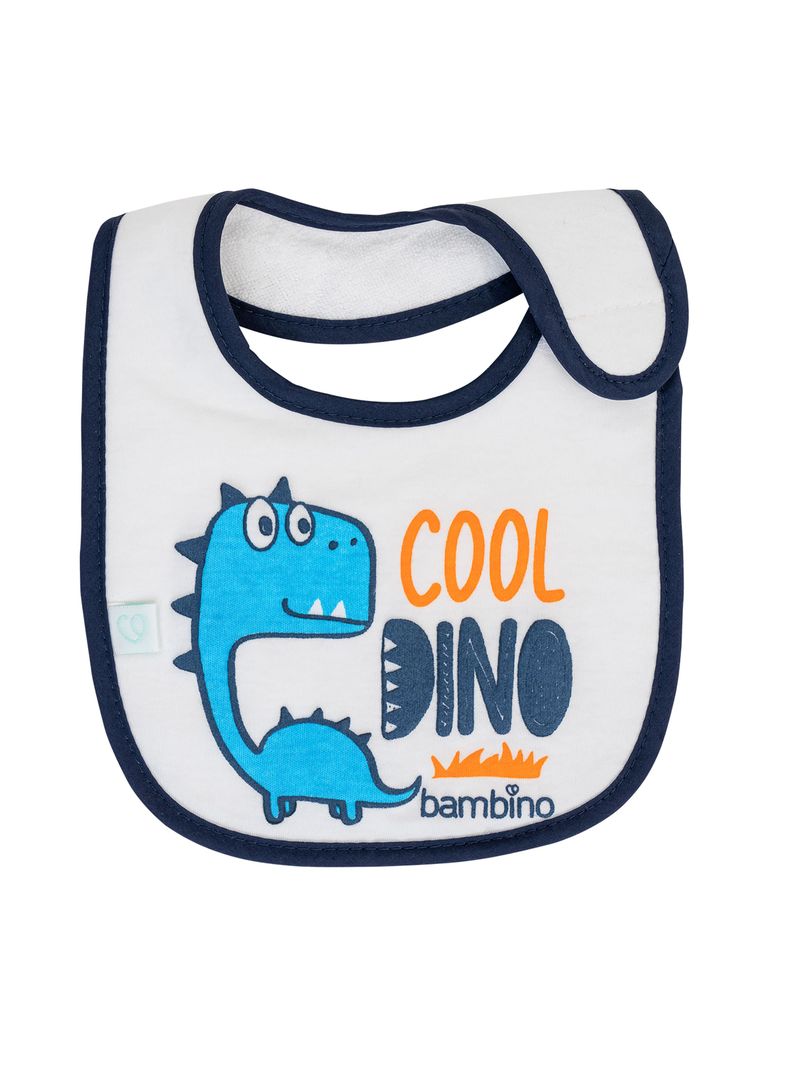 Babero De Algodón Impermeable Bambino  Dino Blanco-0