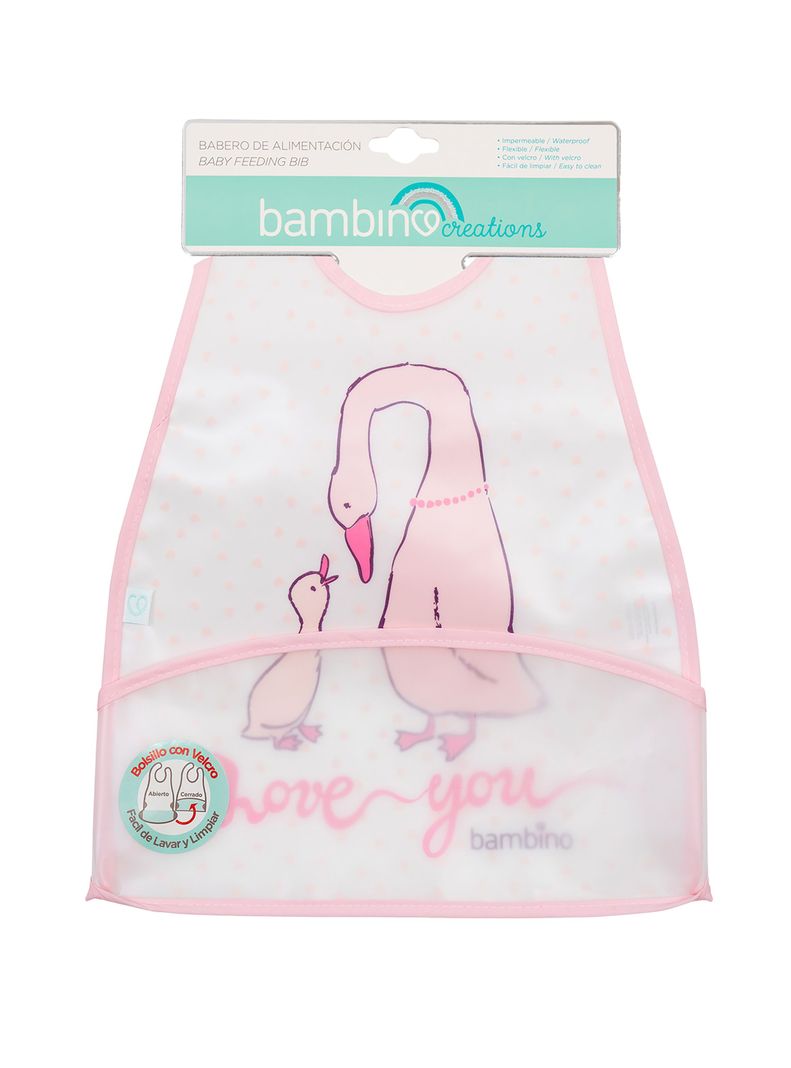 Babero De Alimentacion Bambino  Patos Blanco-1
