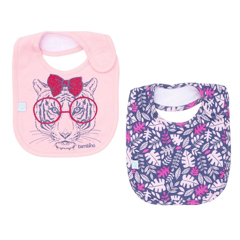 Set 2 Babero Algodón Impermeable Azul Tigresa Niña-1