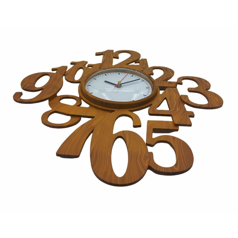 Reloj de pared mural 35x40cm pvc café claro-2