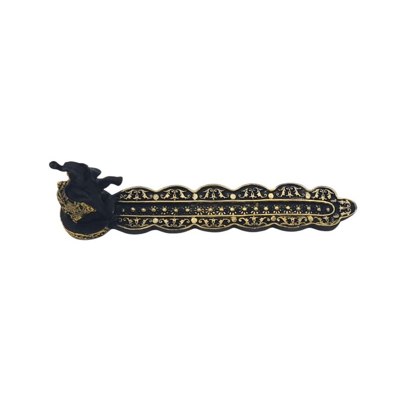 Base porta incienso polyresina negro elefante 20cm-2