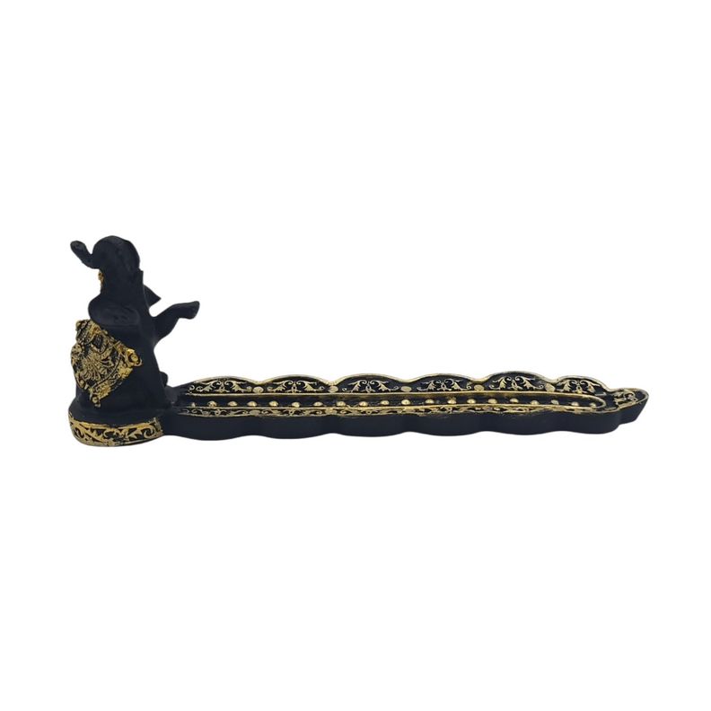 Base porta incienso polyresina negro elefante 20cm-1