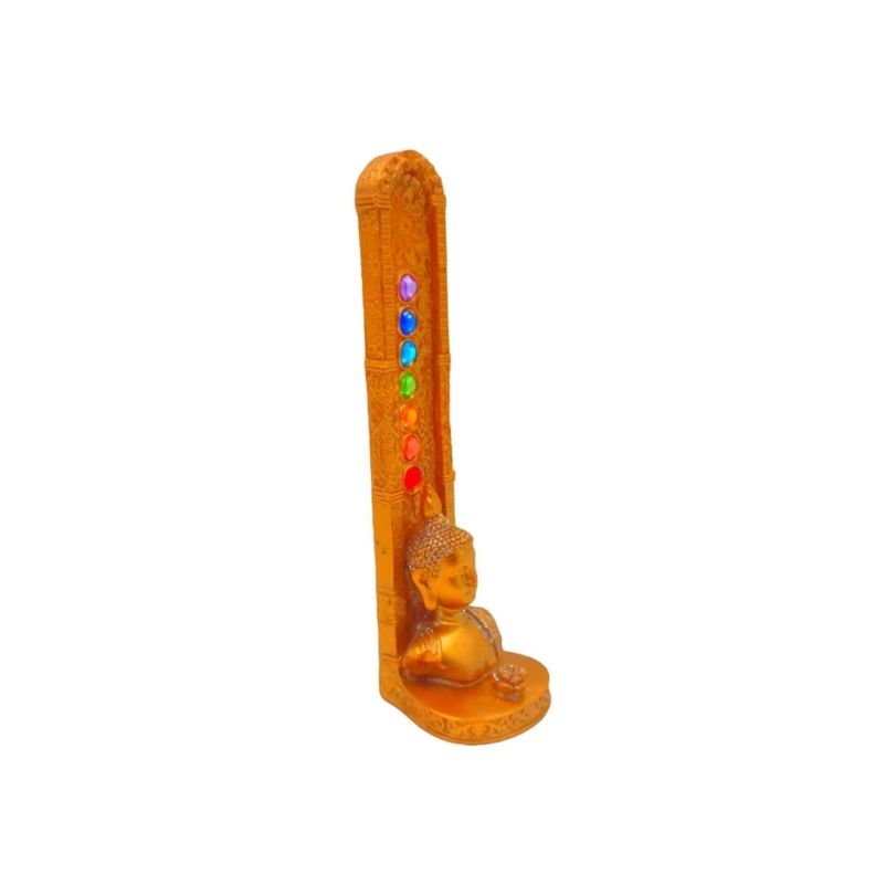 Porta incienso buda mudra poliresina 19cm dorado-3