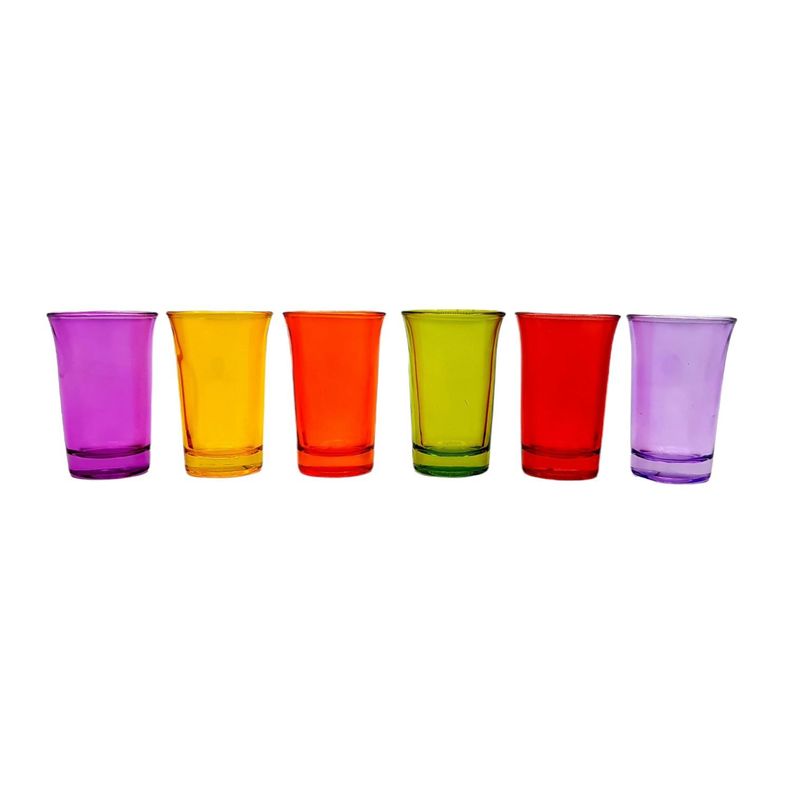Vaso shot tequilero vidrio set 6 pcs colores 35ml-0