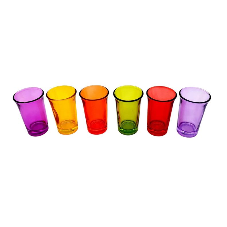 Vaso shot tequilero vidrio set 6 pcs colores 35ml-1