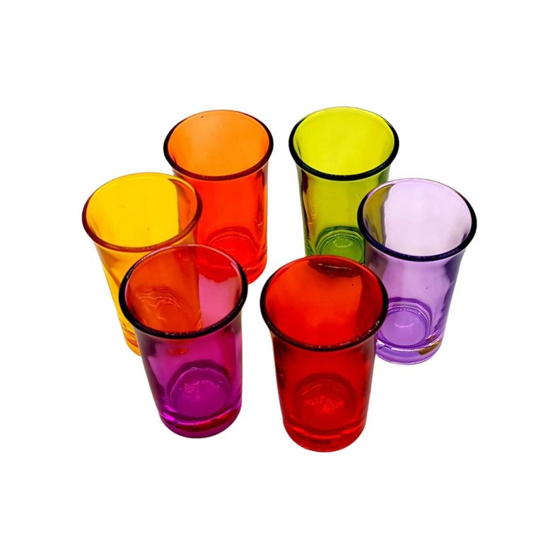 Vaso shot tequilero vidrio set 6 pcs colores 35ml-2