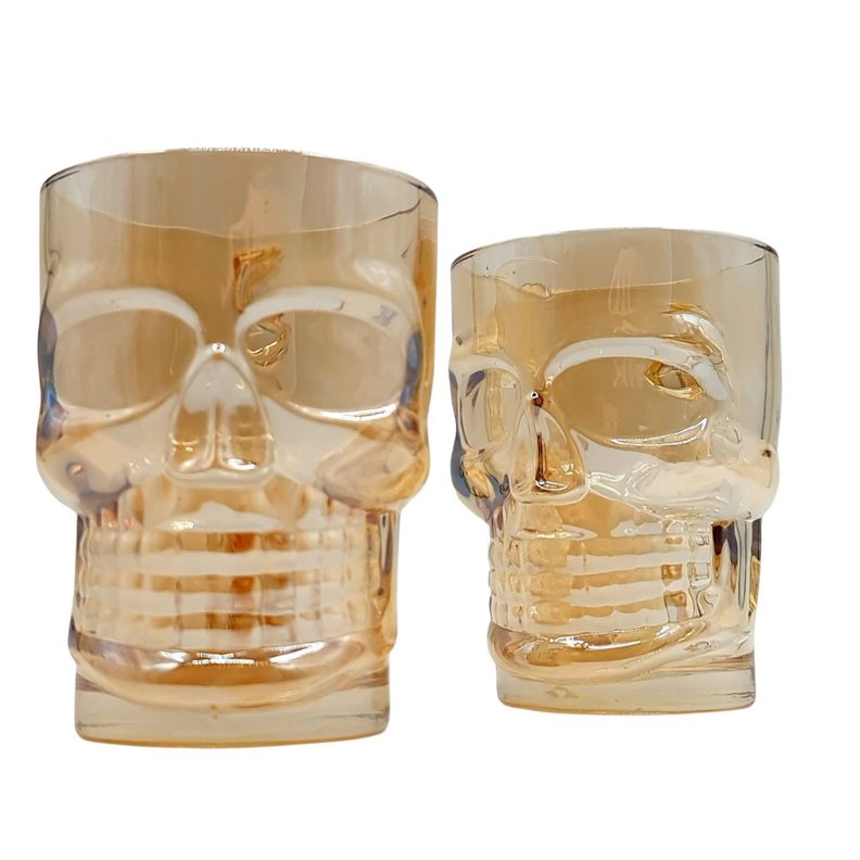 Vasos Cerveceros Set 2 Shop 540ml Calavera Dorado-1