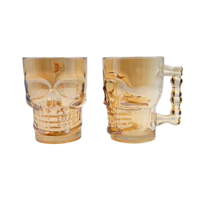 Vasos Cerveceros Set 2 Shop 540ml Calavera Dorado-0