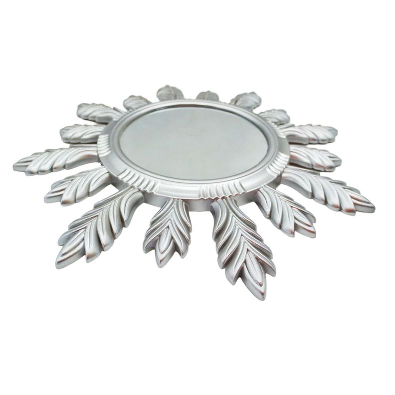 Espejo De Pared Mural Decorativo 25cm Diseño Flor Plateado-1