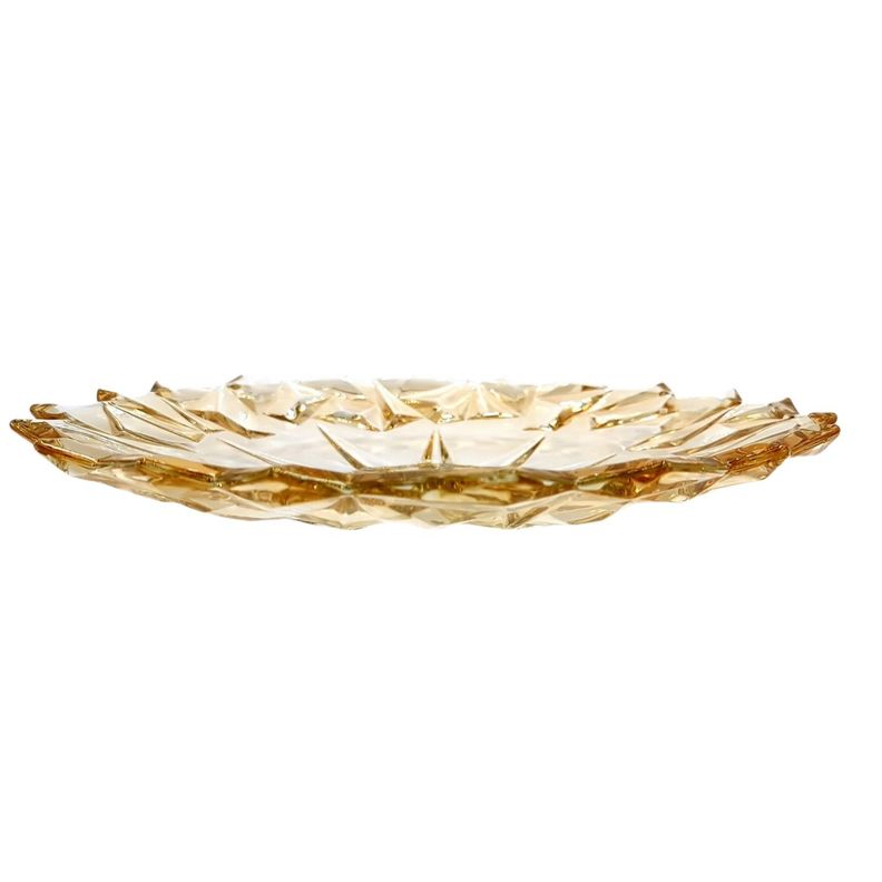 Frutera Ensaladera Plato Vidrio Dorado 33x33x3Cm-0