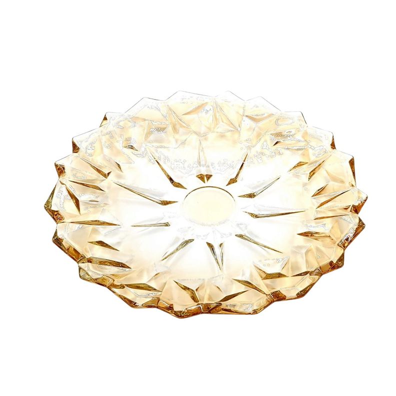 Frutera Ensaladera Plato Vidrio Dorado 33x33x3Cm-2