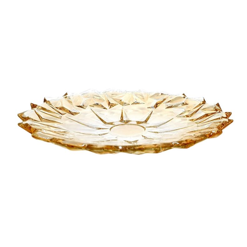 Frutera Ensaladera Plato Vidrio Dorado 33x33x3Cm-1