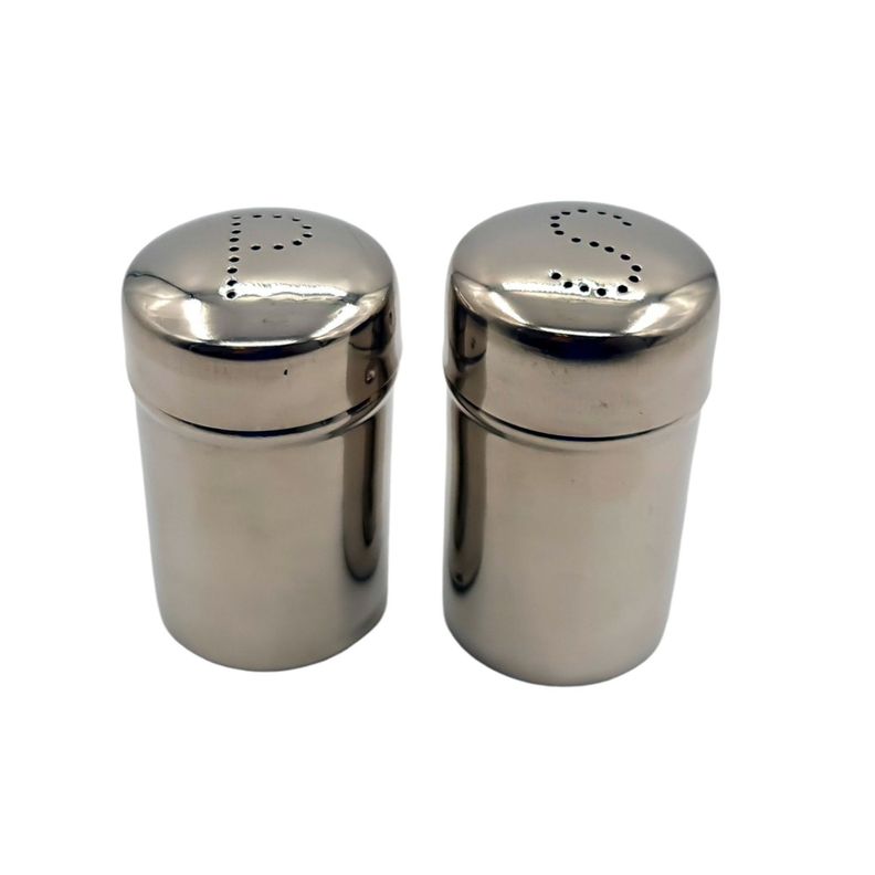 Set 2 piezas salero pimentero metal  6x6x9cm-0