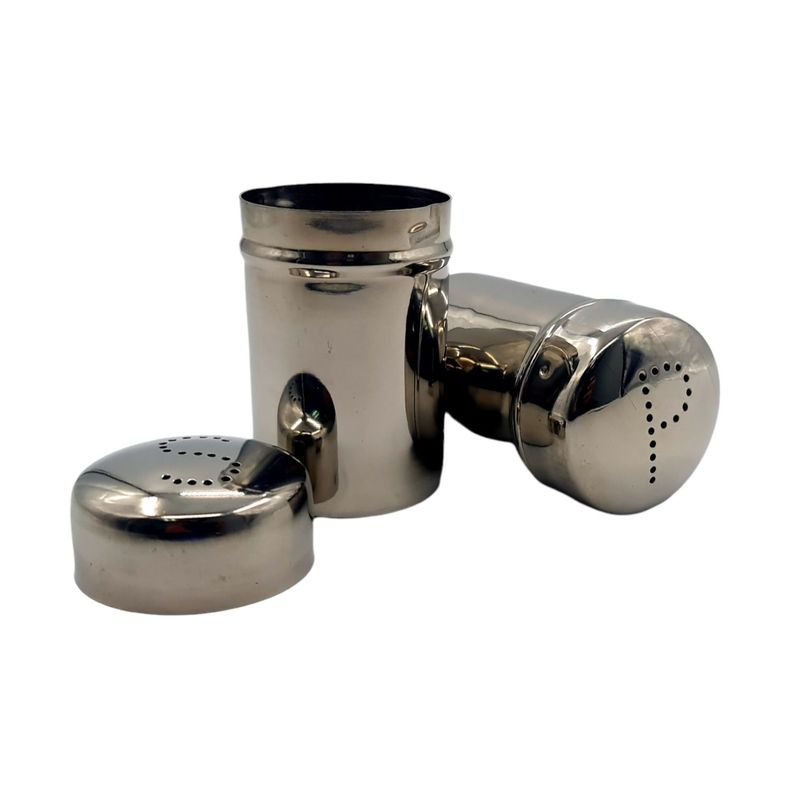 Set 2 piezas salero pimentero metal  6x6x9cm-1