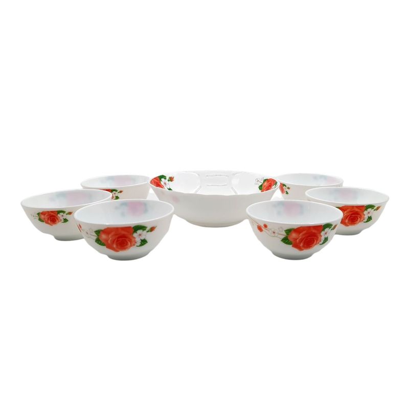 Pocillos set 7 piezas bowl vidrio templado blanco-0