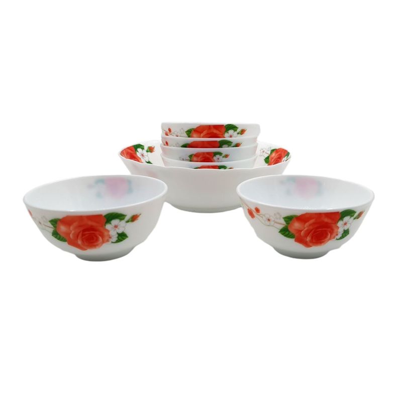 Pocillos set 7 piezas bowl vidrio templado blanco-1
