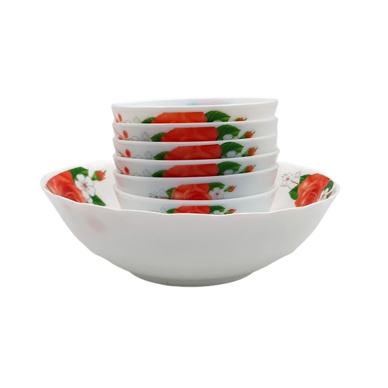 Pocillos set 7 piezas bowl vidrio templado blanco-2