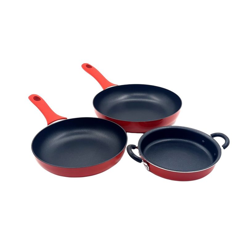 Paila  17cm con 2 sartenes 20cm 24cm antiadherente-0