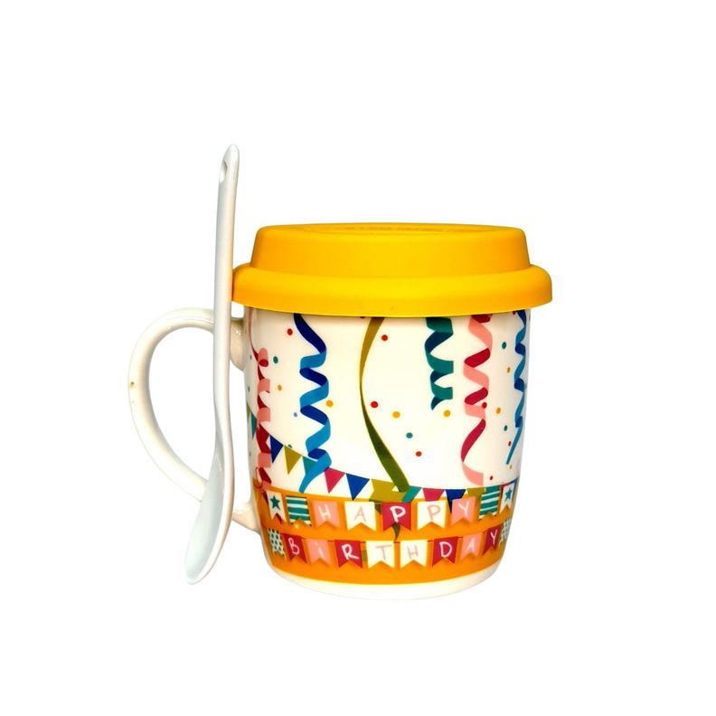 Tazón regalo cerámica con tapa silicona y cuchara-1
