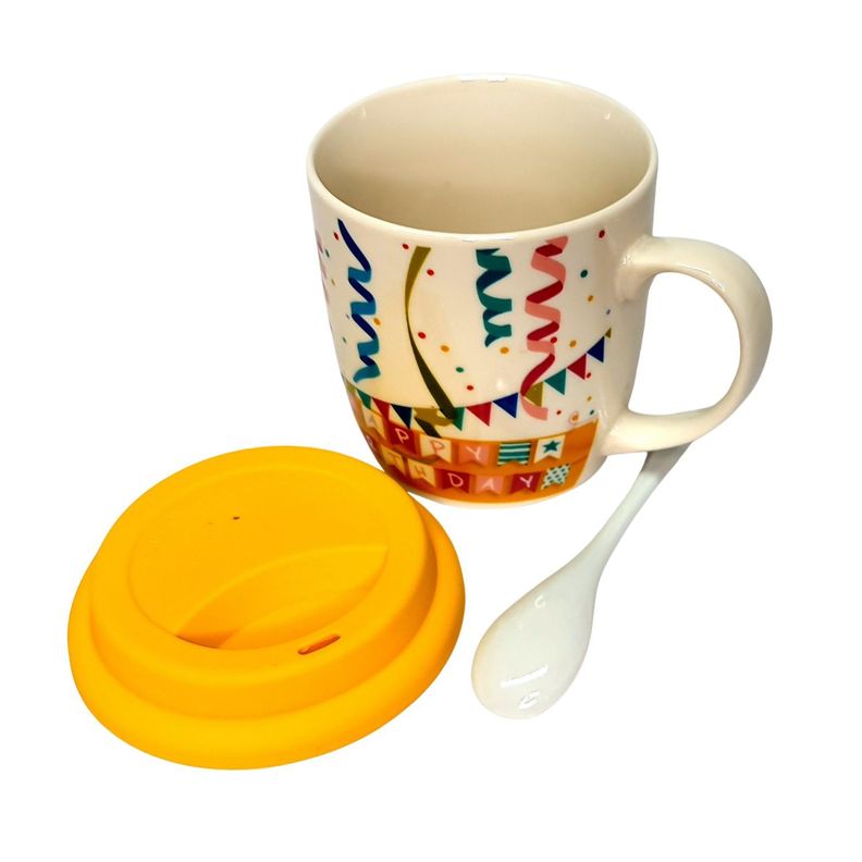 Tazón regalo cerámica con tapa silicona y cuchara-2