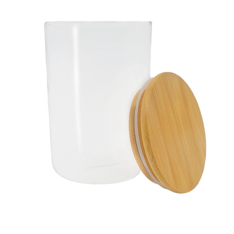 Frasco especiero c/tapa madera vidrio 9X13cm 625ml-1