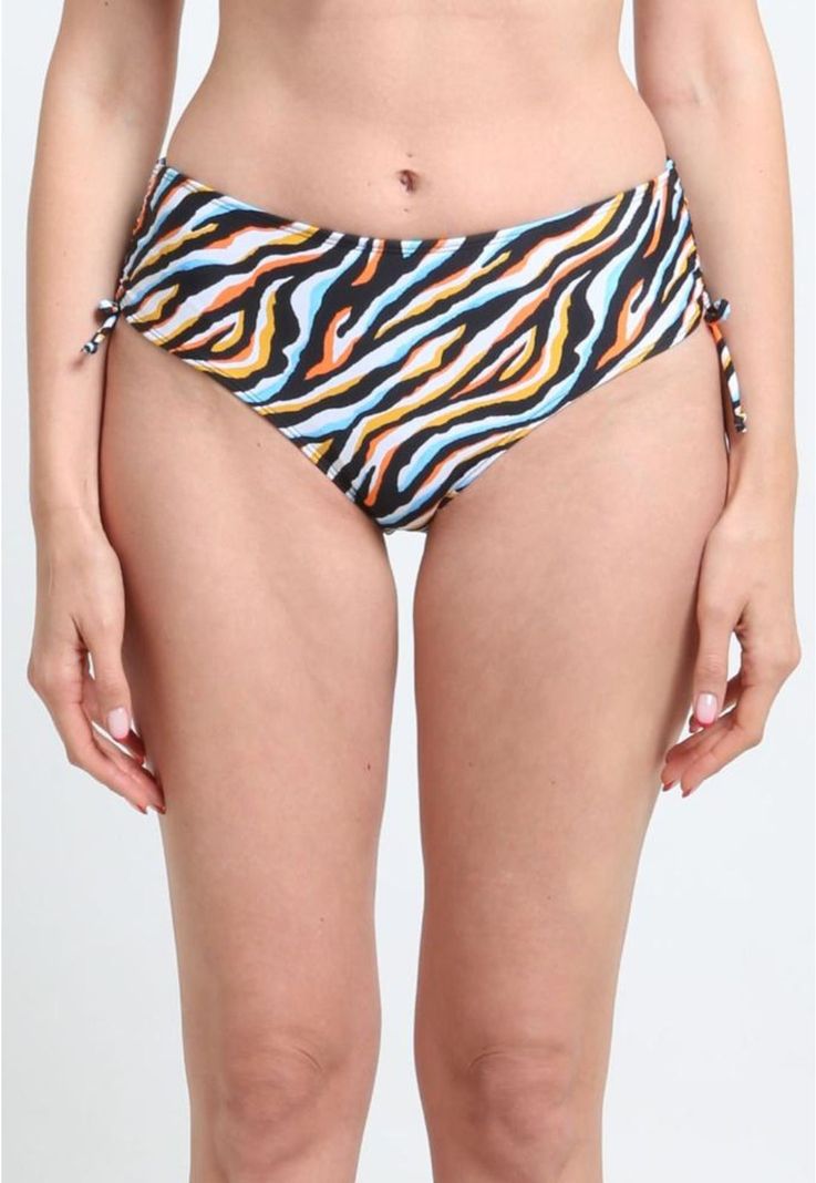 Bikini calzon ajustable caderas estampado naranja