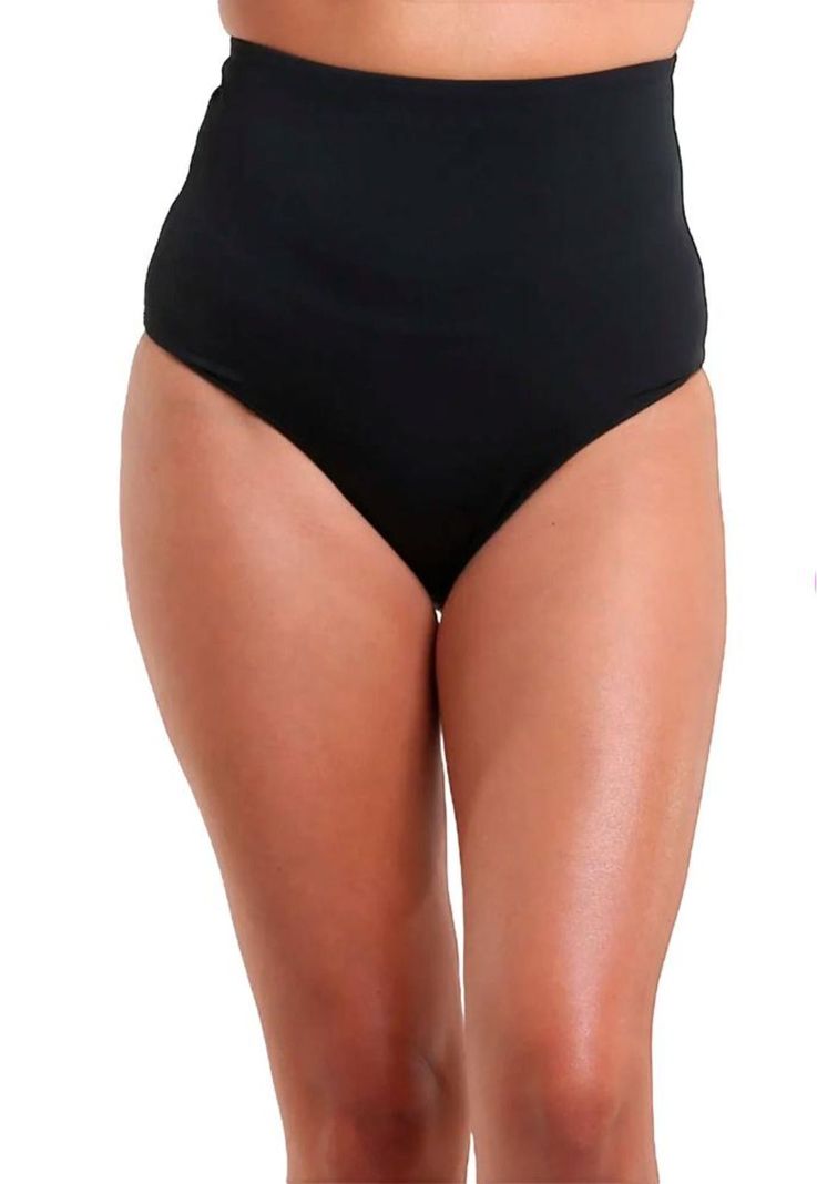 Bikini calzón tiro alto color negro-0