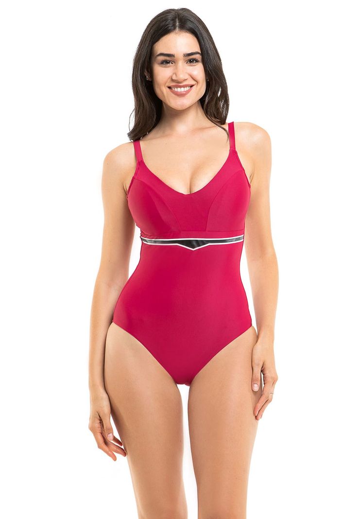 Traje de baño reductor burdeo para copas alta contencion-0